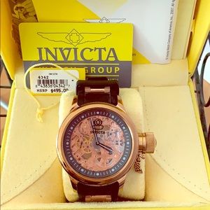 Invicta Automatic skeleton Divers rose gold watch